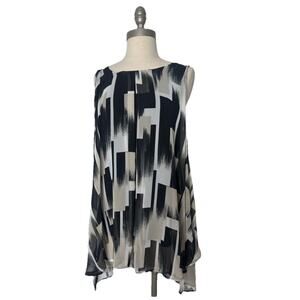 Roz & Ali Layered Sleeveless Flowey Tunic Size XL Longer Back Geometric corpcore